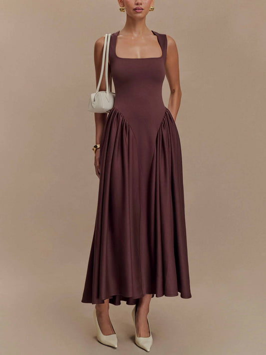 Minimalist Retro Square Neck Dress