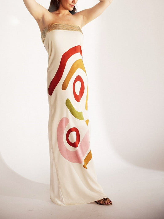 Unique Print Spotted Midi Dress