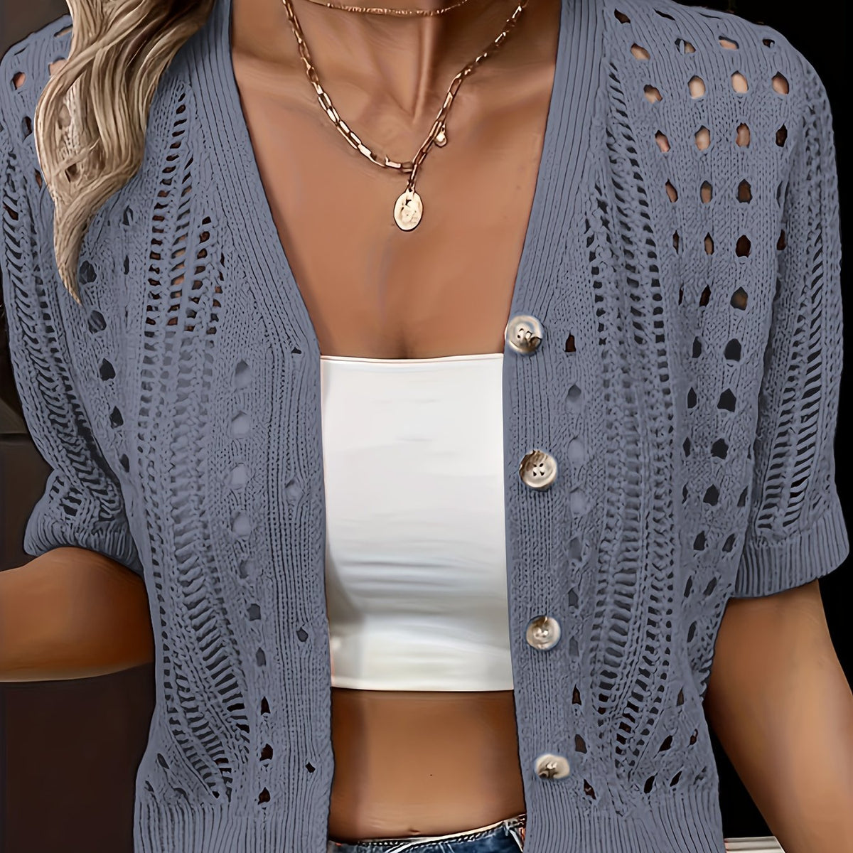Elena Hollow Knit Cardigan