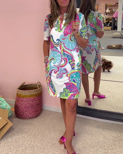 ARIA PRINTED SHIFT DRESS