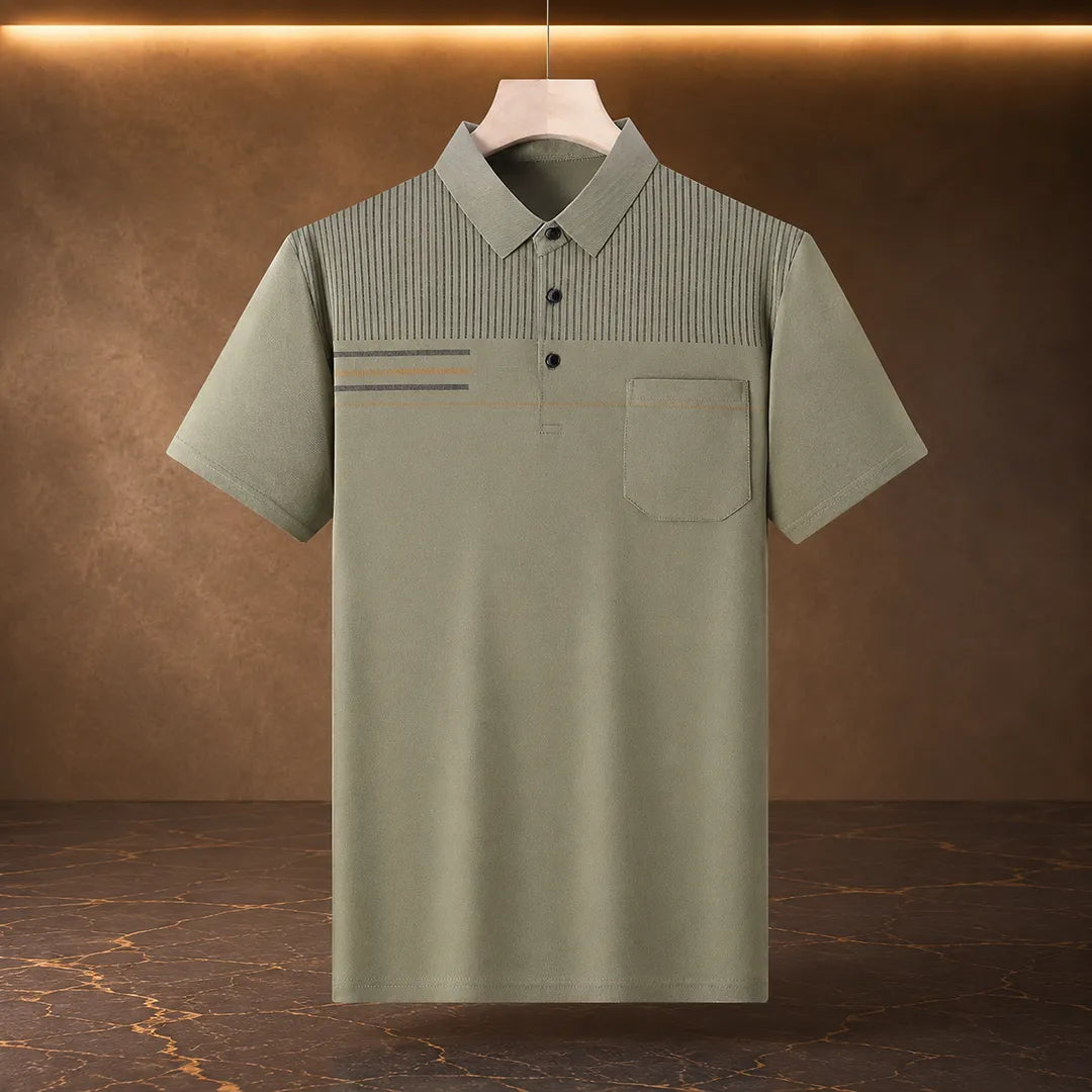 Striped Pocket Polo Shirt