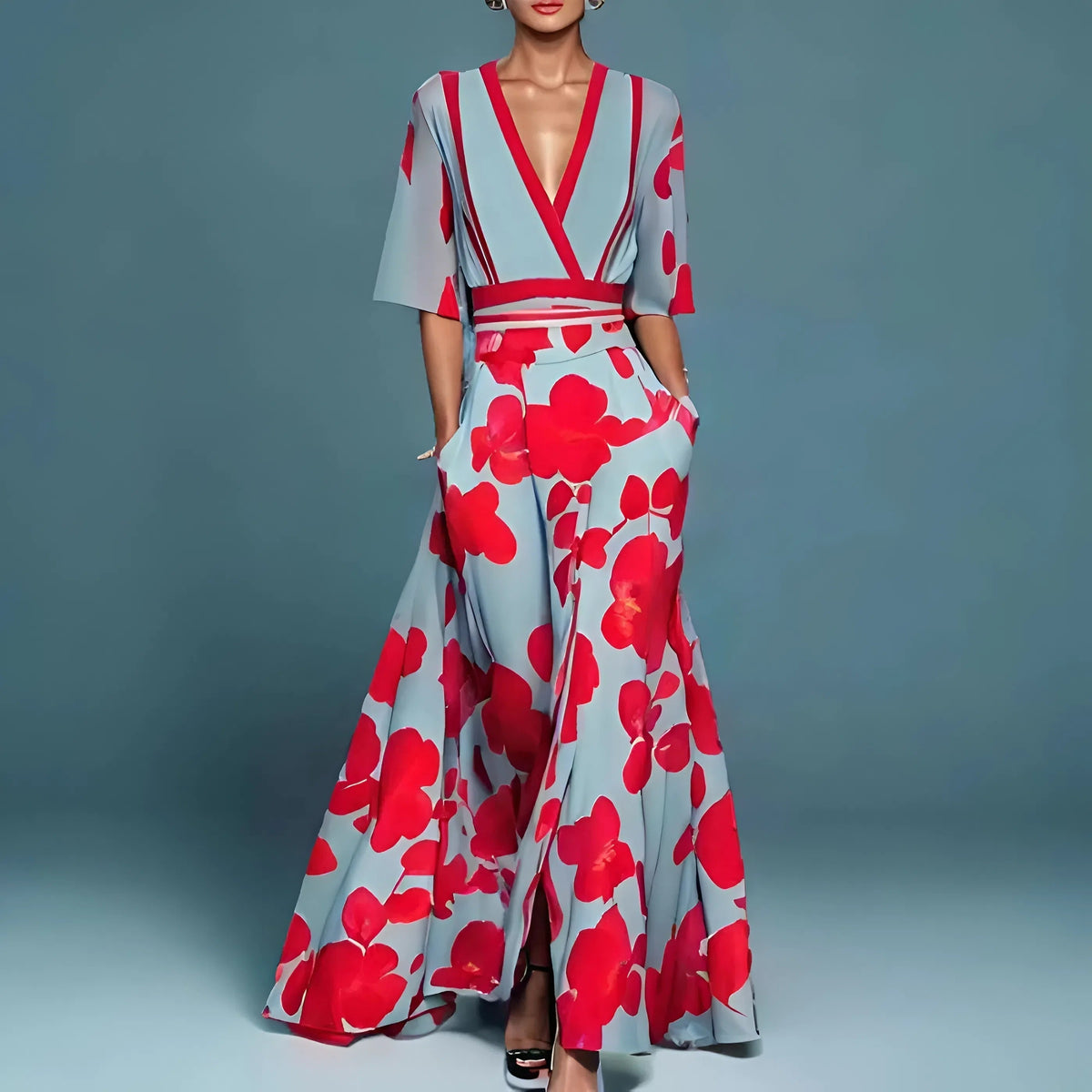 Moreau Floral V-Neck Dress